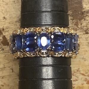 Gems En Vogue Ring Size 9.25 Sterling Silver, Gold and Sapphire Band